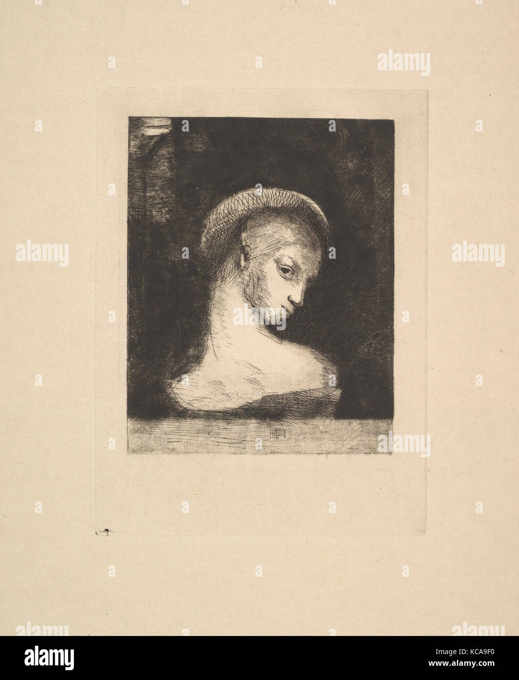 La perversità, 1891, attacco, foglio: 12 15/16 x 10 1/16 in. (32,9 x 25,5 cm), stampe, Odilon Redon (francese, Bordeaux 1840-1916 Foto Stock