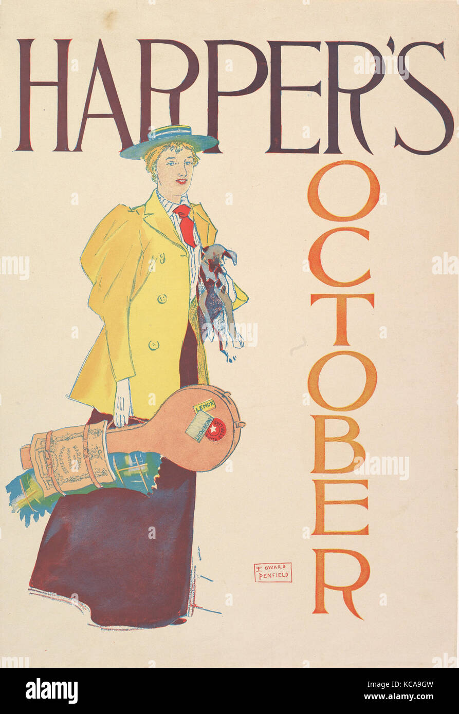 Harper's, ottobre 1893, litografia, foglio: 16 5/8 × 11 7/16 in. (42,3 × 29 cm), Edward Penfield (American, Brooklyn, New York 1 Foto Stock