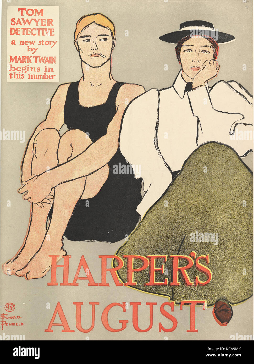 Harper's: Agosto, 1896, litografia, foglio: 18 5/8 × 13 11/16 in. (47,3 × 34,7 cm), Edward Penfield (American, Brooklyn, New York Foto Stock