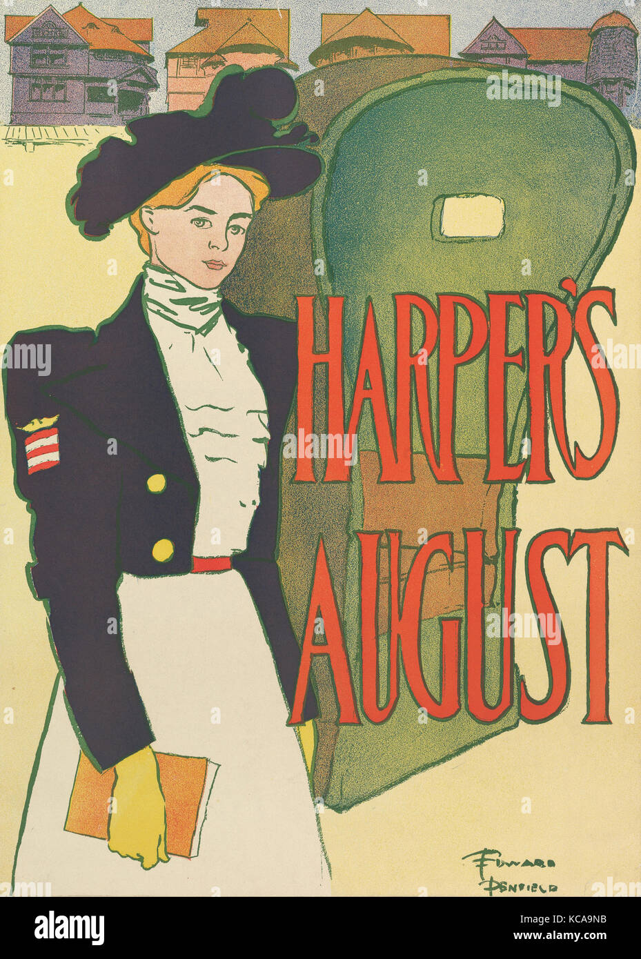 Harper's: agosto 1897, litografia, foglio: 18 1/2 × 13 1/4 in. (47 × 33,7 cm), Edward Penfield (American, Brooklyn, New York Foto Stock