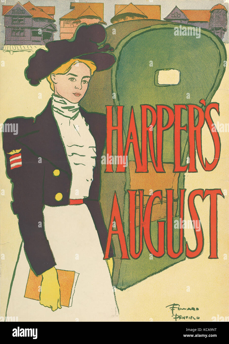 Harper's: agosto 1897, litografia, foglio: 18 9/16 × 13 5/16 in. (47,2 × 33,8 cm), Edward Penfield (American, Brooklyn, New York Foto Stock