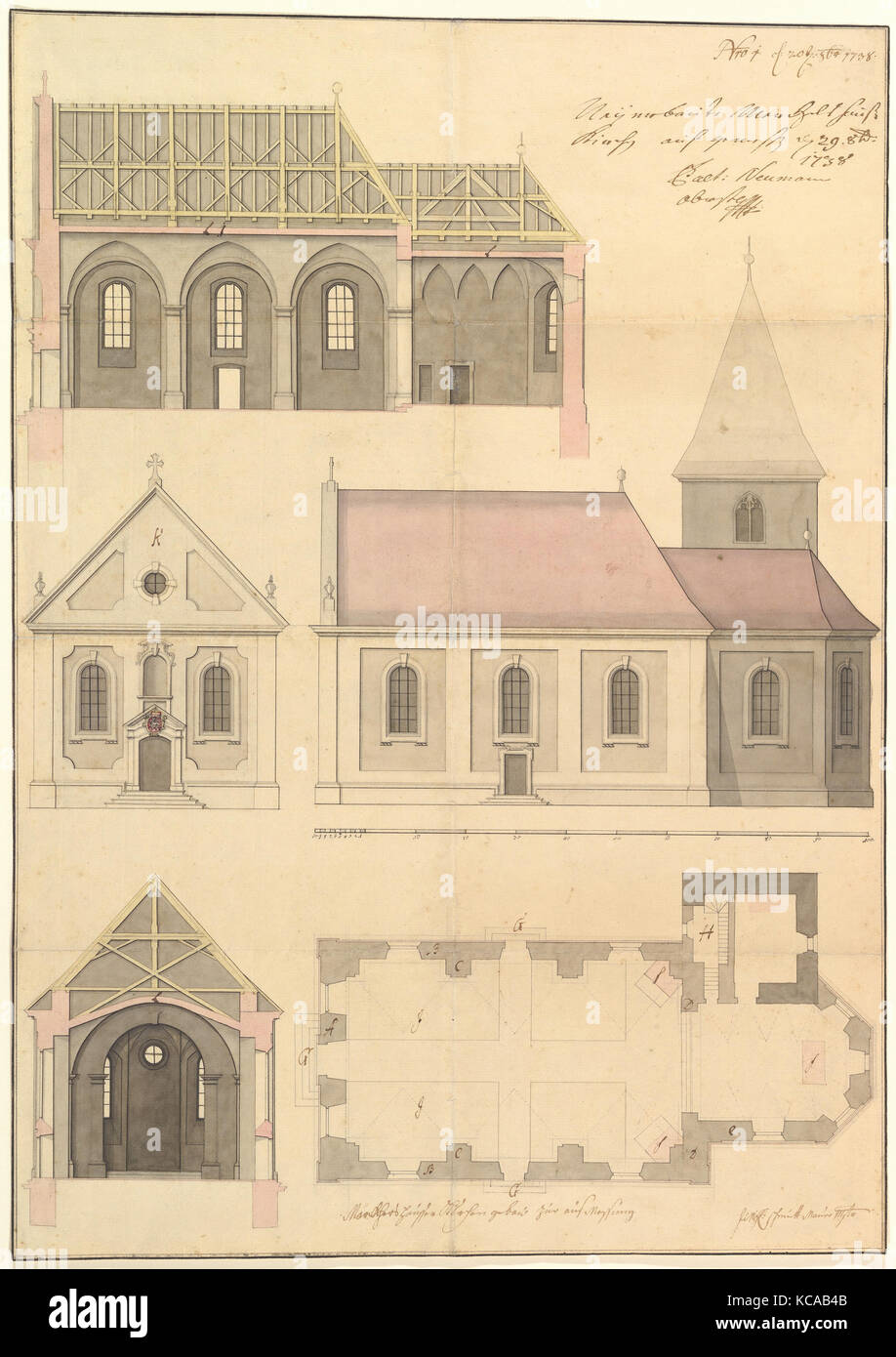Design per la Chiesa Parrocchiale di Merkershausen, Balthasar Neumann, 1738 Foto Stock
