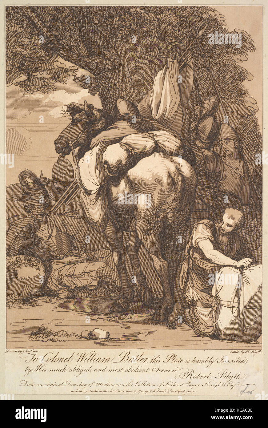 Packhorse con soldati, Robert Blyth, 23 giugno 1784 Foto Stock