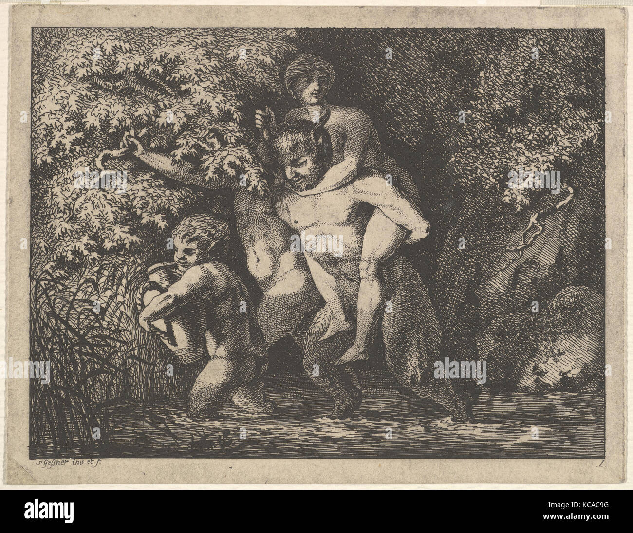 Il satiro famiglia, in movimento, Salomon Gessner, XVIII secolo Foto Stock