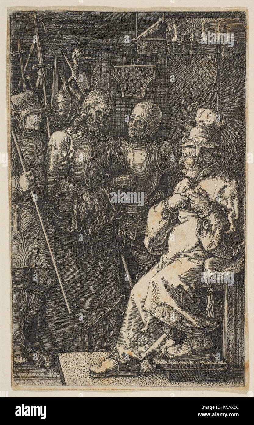 Cristo davanti a Caifa, dalla passione, Albrecht Dürer, 1512 Foto Stock