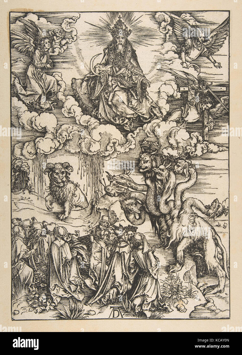 La bestia con due corna simili a quelle di un agnello, dall'Apocalisse, edizione latina 1511, Albrecht Dürer, ca. 1496 Foto Stock
