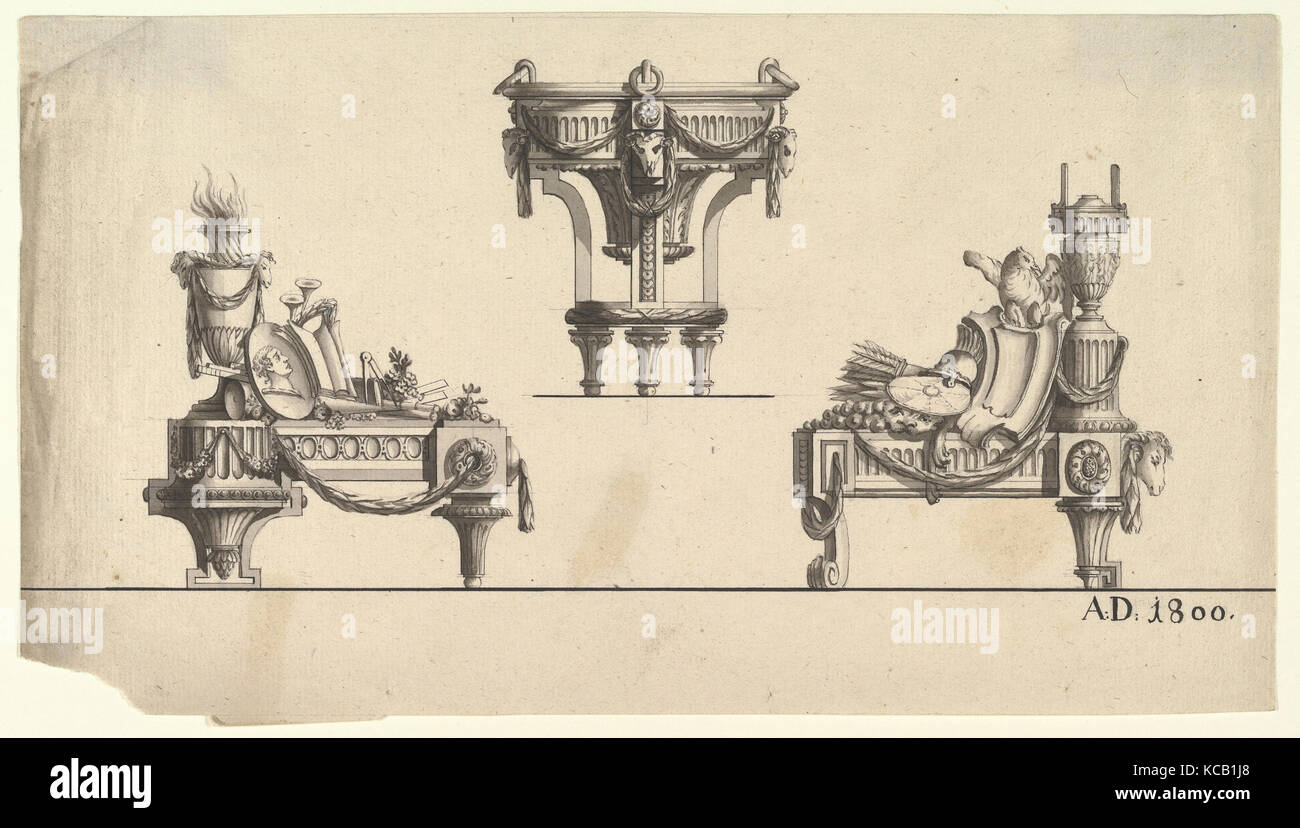 Tre progetti per trofei architettonica, Stile di Jean Charles Delafosse Foto Stock