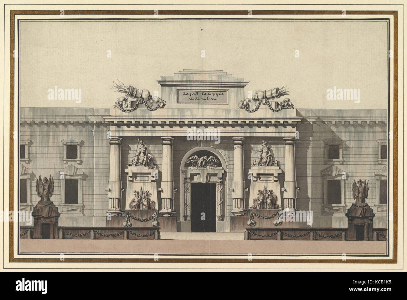 Elevazione dell'entrata di un arsenale, attribuita a Jean Charles Delafosse Foto Stock