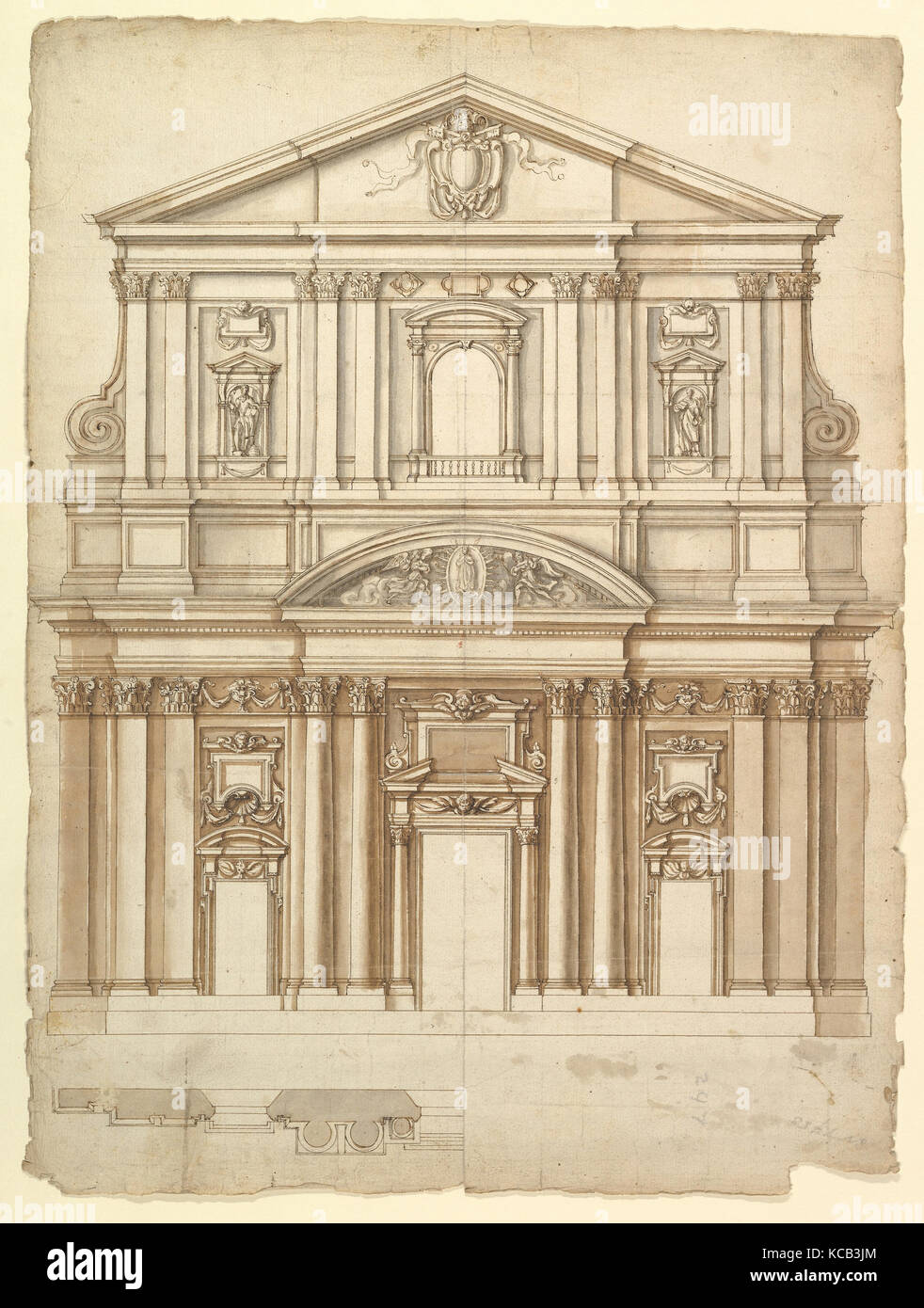 Santa Maria in Vallicella, elevazione; piano (recto) vuoto (verso), risalente alla fine del XVI secolo Foto Stock