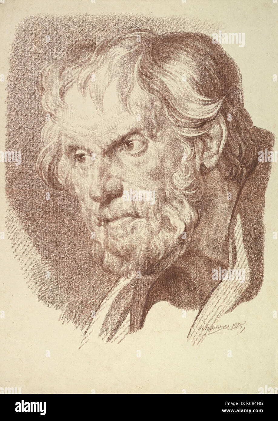 Testa del barbuto uomo vecchio, Jakob Matthias Schmutzer, 1805 Foto Stock