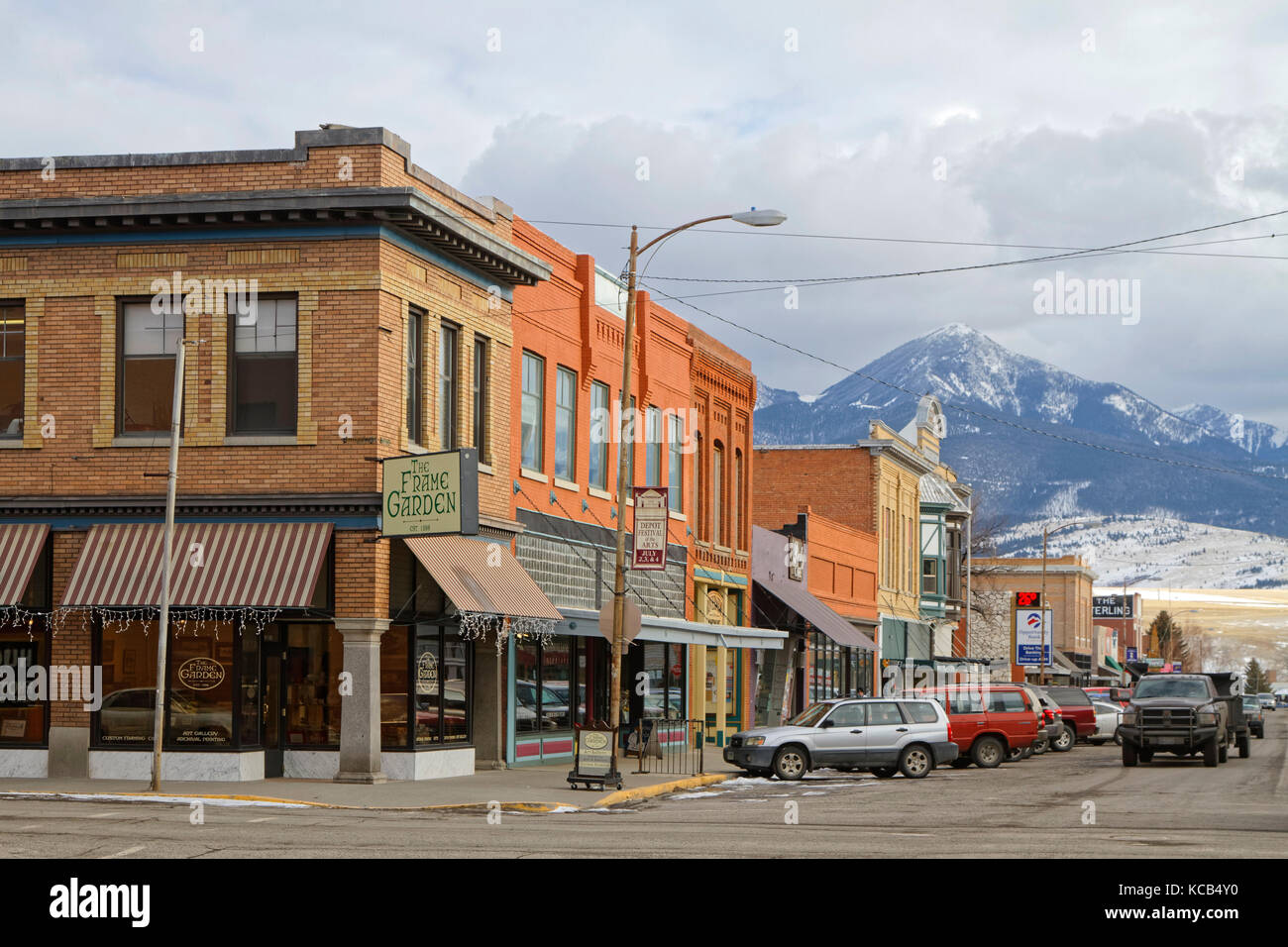 LIVINGSTON, Montana, 25 Gennaio 2017 : Centro di Livingston. Originariamente chiamato chiamato Clark città dopo Eman Clark, contraente principale per il Nord Foto Stock