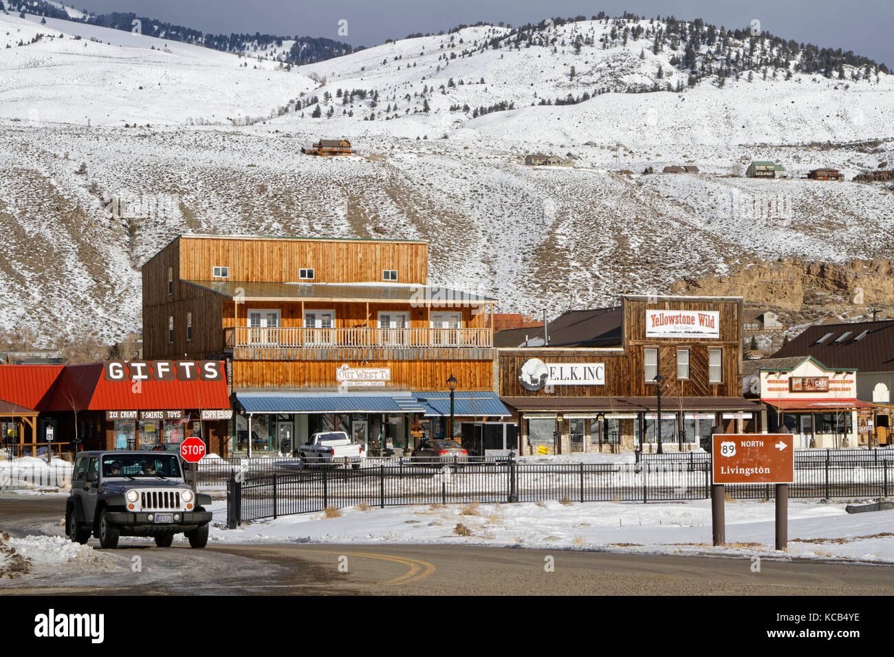 GARDINER, Montana, 22 Gennaio 2017 : Gardiner, una città della contea di parcheggio, Montana, Stati Uniti, è stato fondato ufficialmente nel 1880, ma la zona è servita Foto Stock