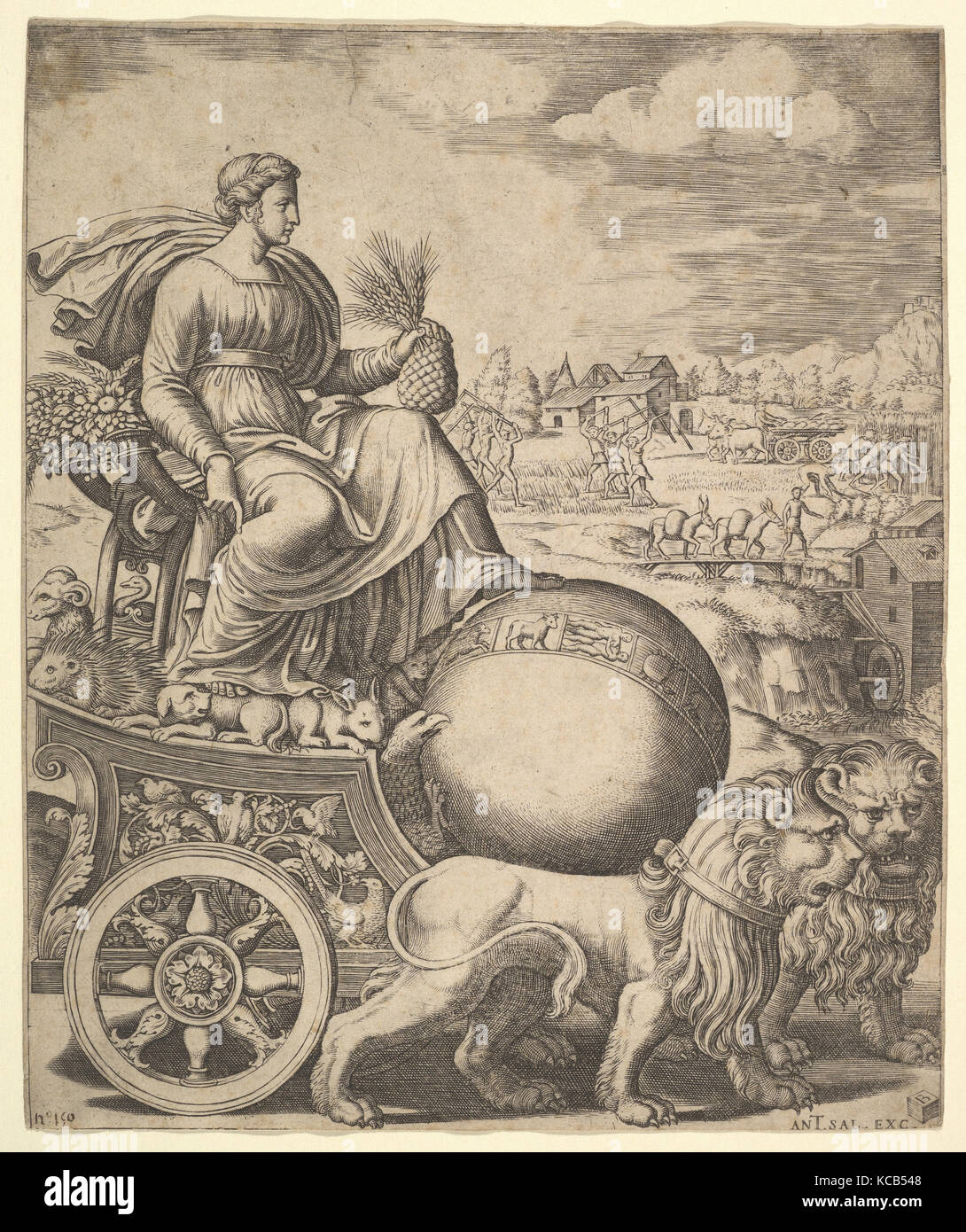 Cibele nel suo carro trainato da due leoni, Master della matrice, 1530-60 Foto Stock