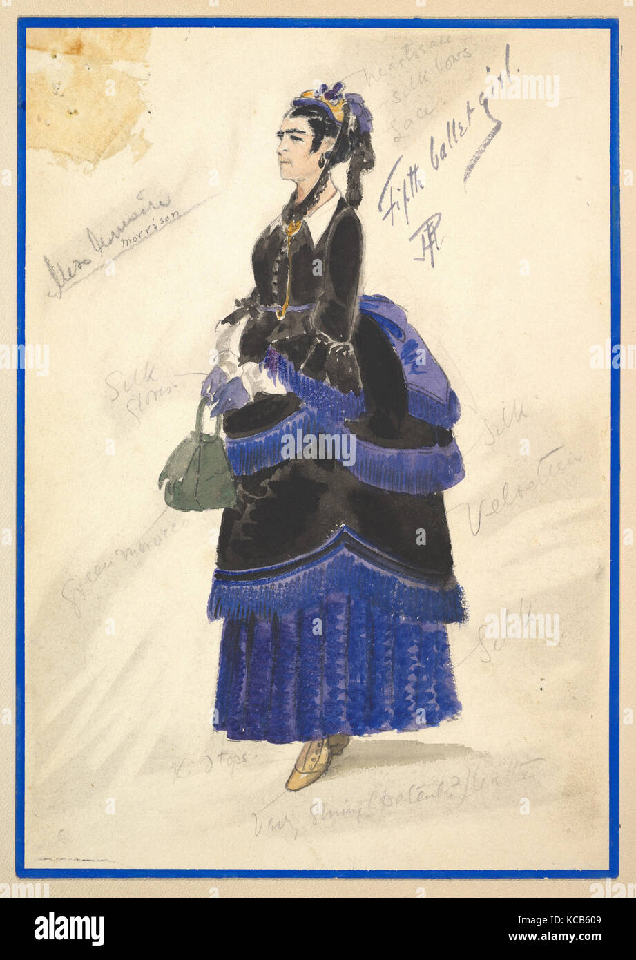 Costume Design per "Quinto Ballet Girl' (Lungo abito nero), Percy Anderson, 1901 Foto Stock