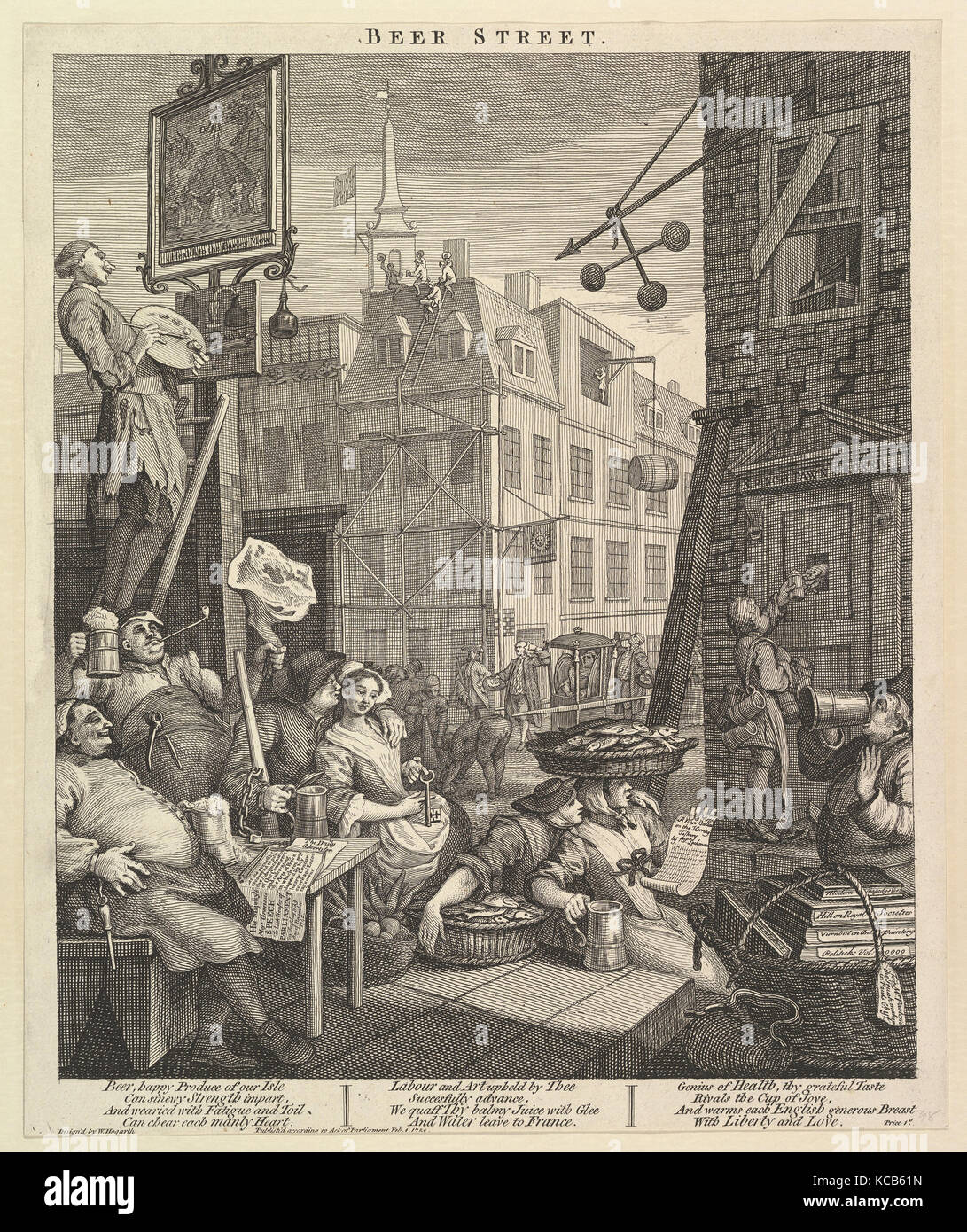 La birra Street, 4 febbraio 1751, incisione; Stato terzo di tre, foglio: 15 1/8 x 12 11/16 in. (38,4 x 32,2 cm), stampe, William Foto Stock