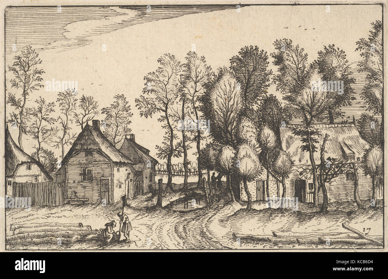 Paesaggio con alberi tagliò da Regiunculae et Villae aliquota Ducatus Brabantiae, Claes Jansz. Visscher, ca. 1610 Foto Stock