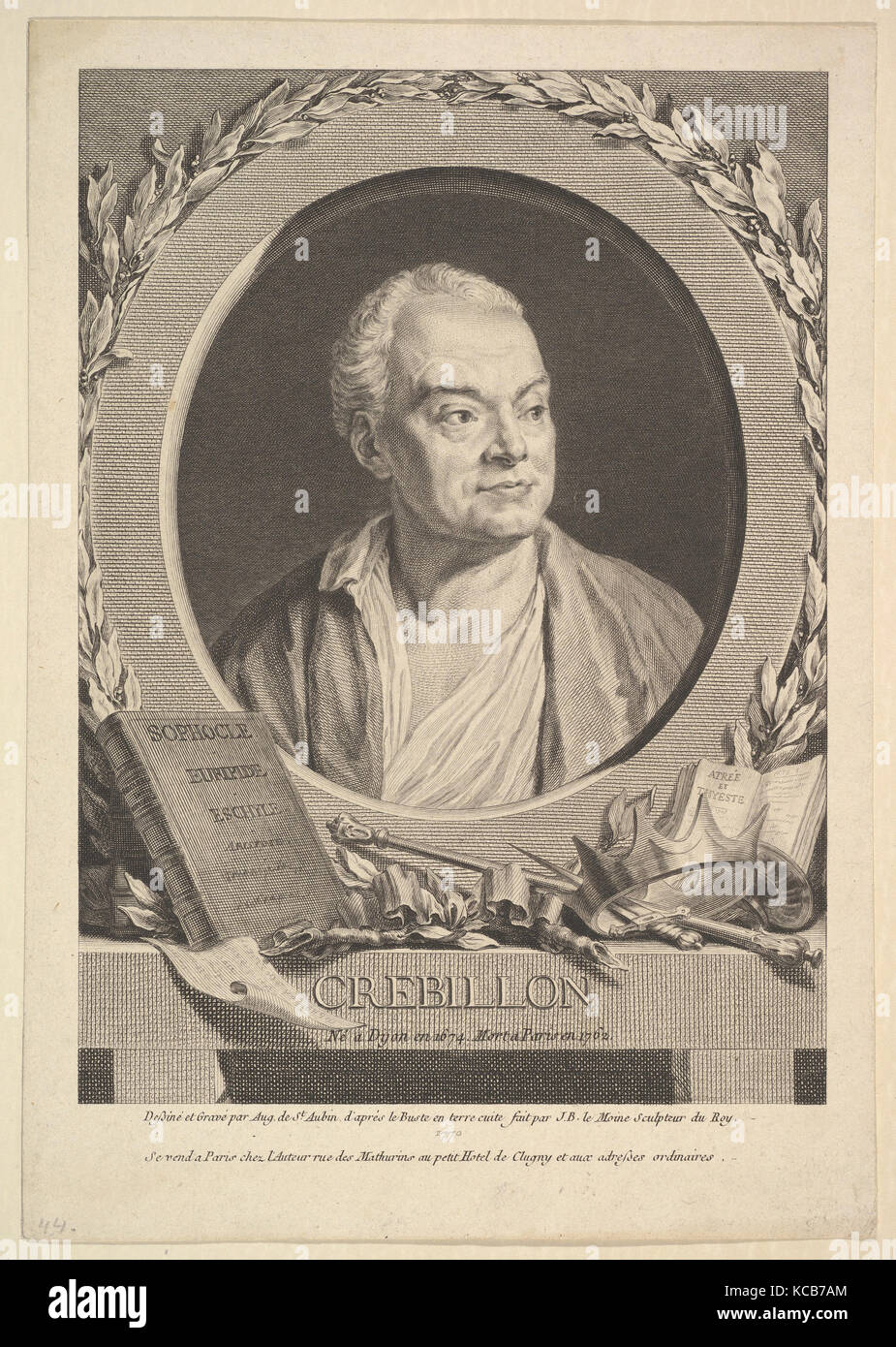 Ritratto di Crébillon, Augustin de Saint-Aubin, 1770 Foto Stock