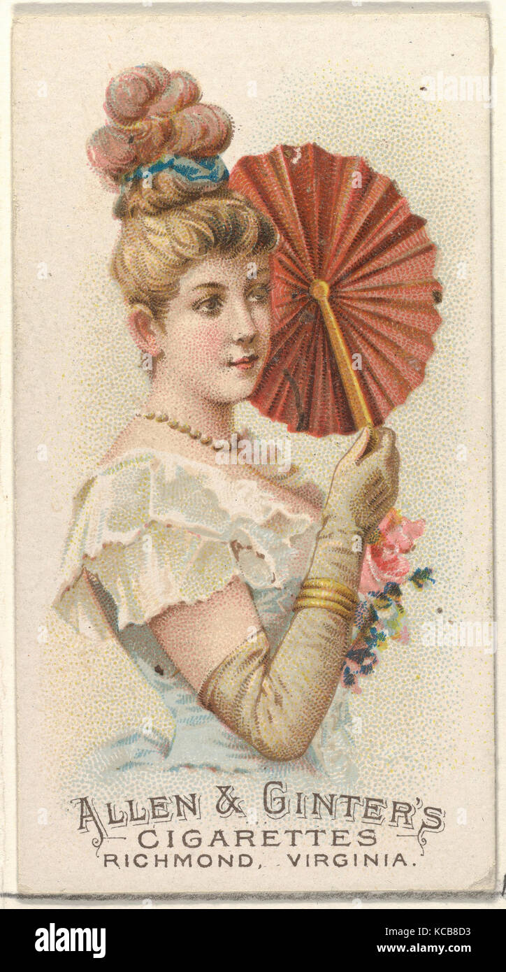 La piastra 37, dalle ventole del periodo di serie (N7) per Allen & Ginter marche di sigarette, 1889 Foto Stock