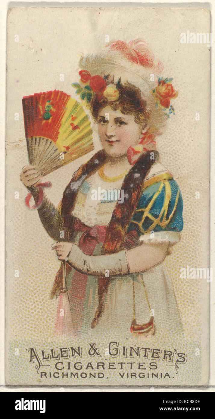 La piastra 46, dalle ventole del periodo di serie (N7) per Allen & Ginter marche di sigarette, 1889 Foto Stock