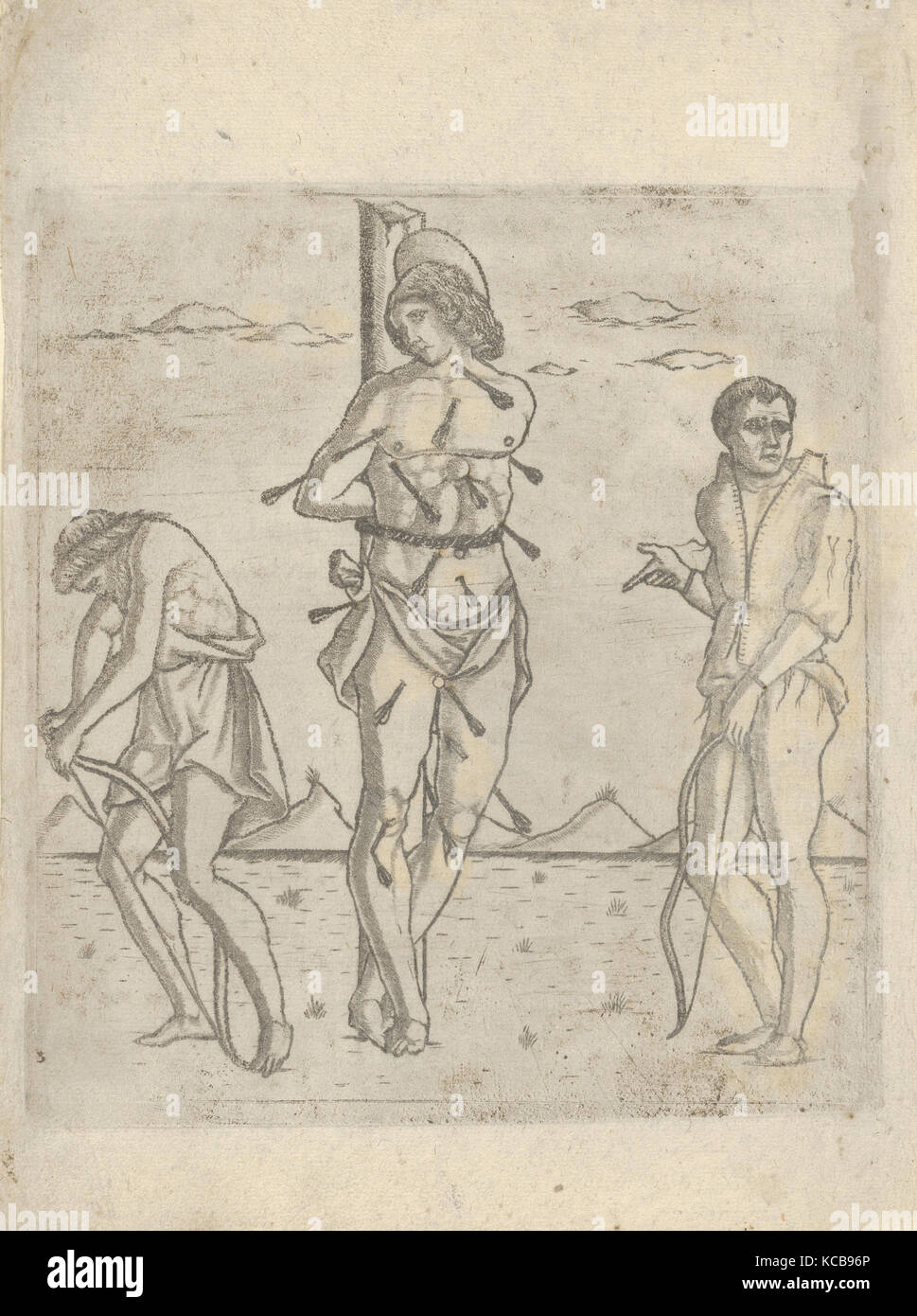 Il Martirio di San Sebastiano con due arcieri, anonimo, Italiano, xv secolo XV secolo Foto Stock