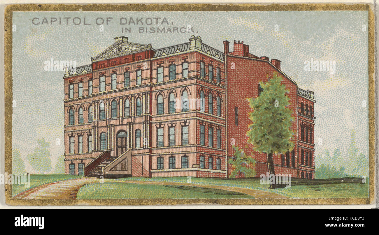 Capitol di Dakota in Bismarck, dal Governo Generale e lo State Capitol edifici serie (N14) per Allen & Ginter Foto Stock