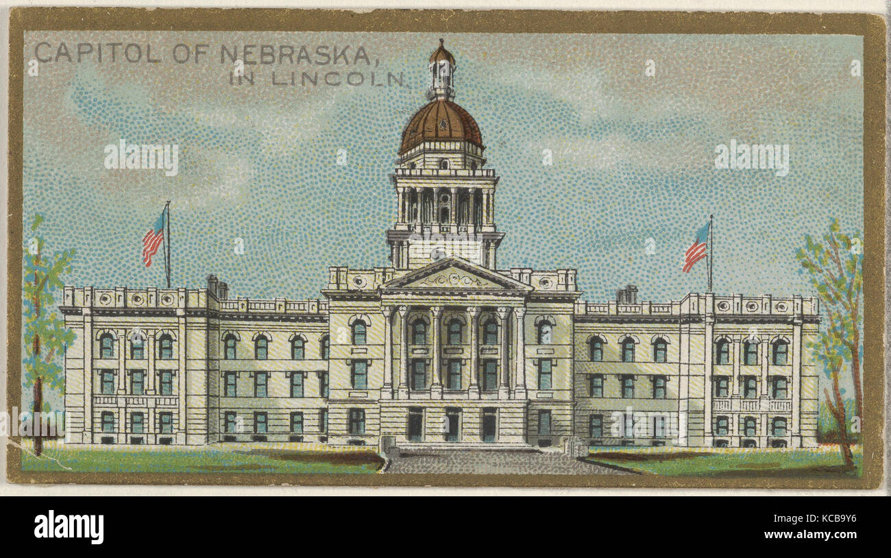 Capitol del Nebraska a Lincoln, dal Governo Generale e lo State Capitol edifici serie (N14) per Allen & Ginter Foto Stock