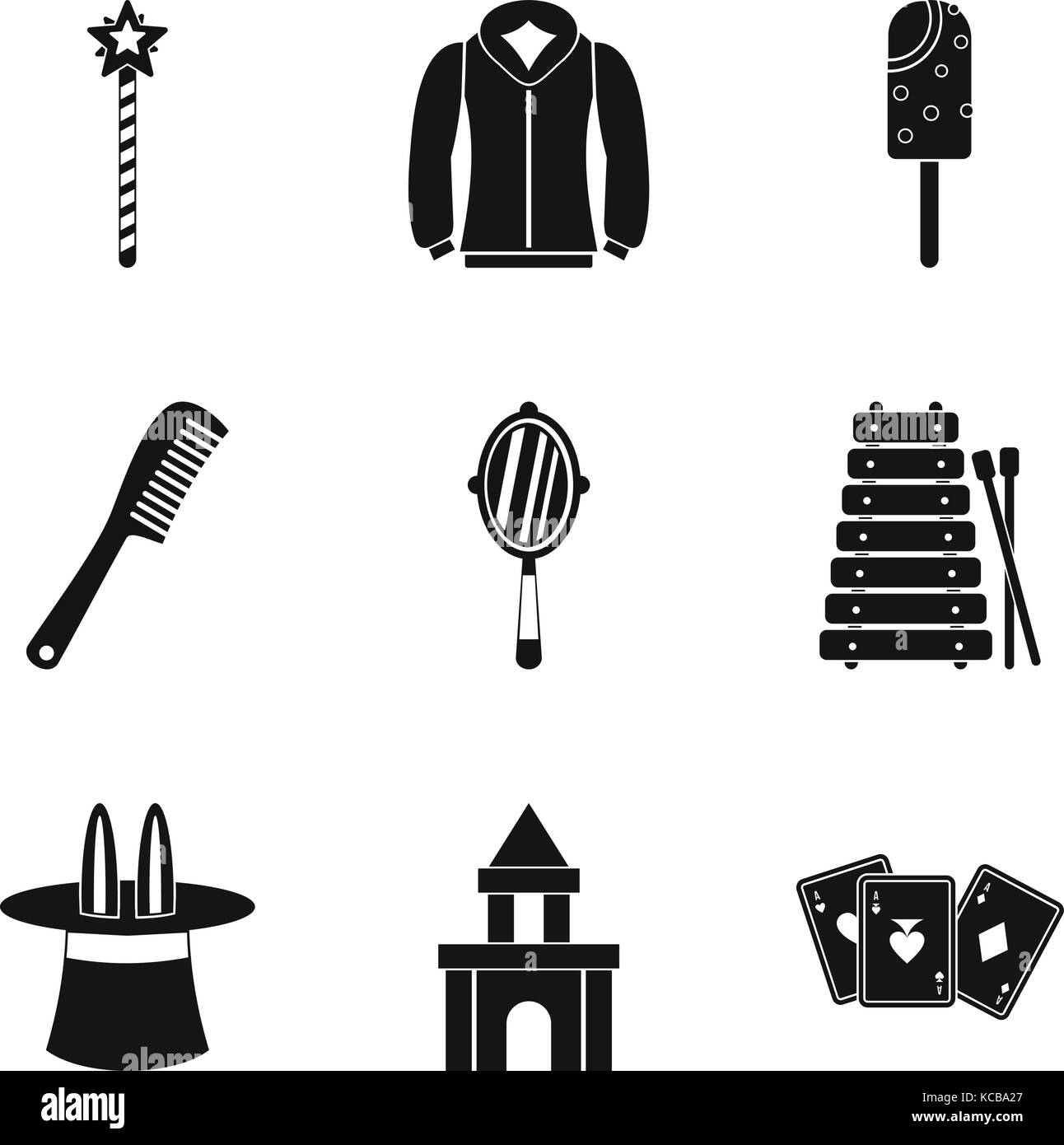Stunt set di icone, stile semplice Illustrazione Vettoriale