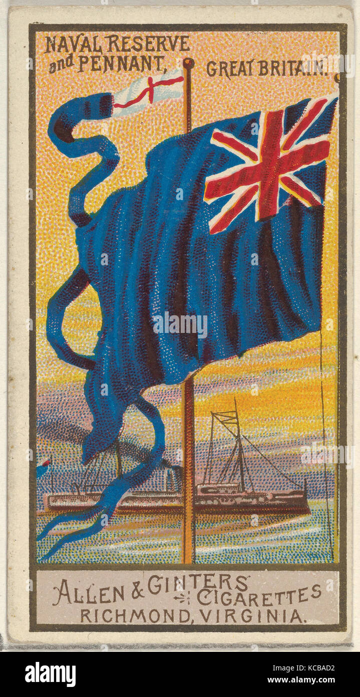 Riserva navale e Pennant, Gran Bretagna, dalle bandiere navali serie (N17) per Allen & Ginter marche di sigarette, ca. 1888 Foto Stock