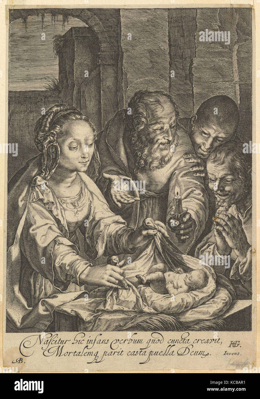 La Adorazione dei pastori, Abramo Blooteling, dopo 1650 Foto Stock