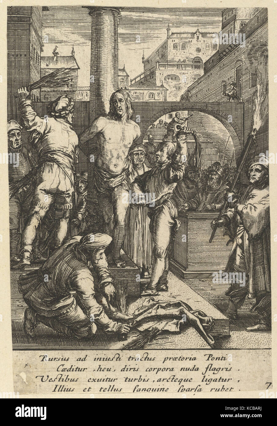 La Flagellazione di Cristo della Passione di Cristo, Nicolas Cochin, metà del XVII secolo Foto Stock