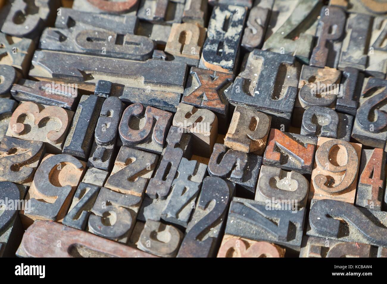 Font blocchi di stampa Foto Stock