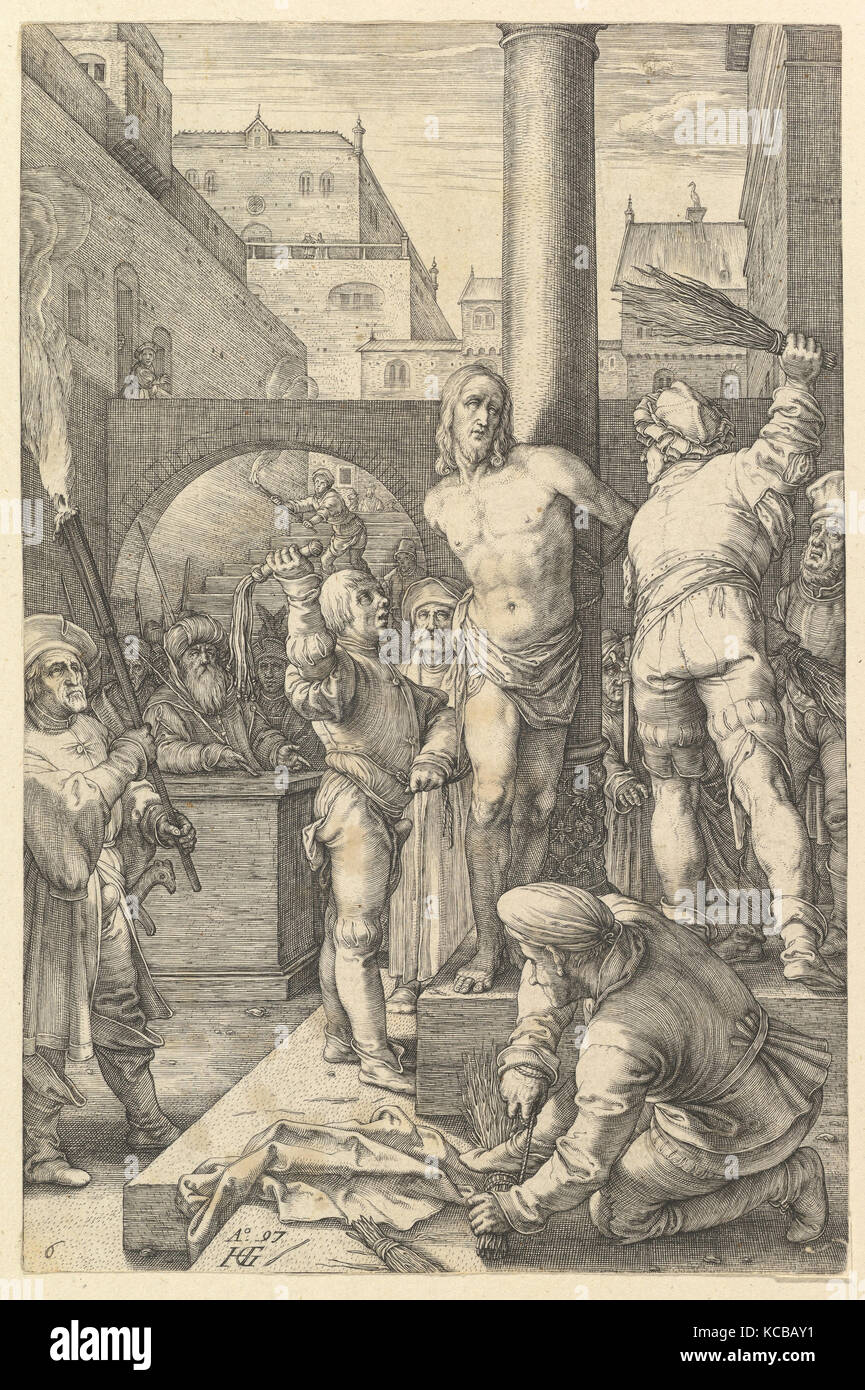La flagellazione, dalla passione di Cristo, Hendrick Goltzius, 1597 Foto Stock