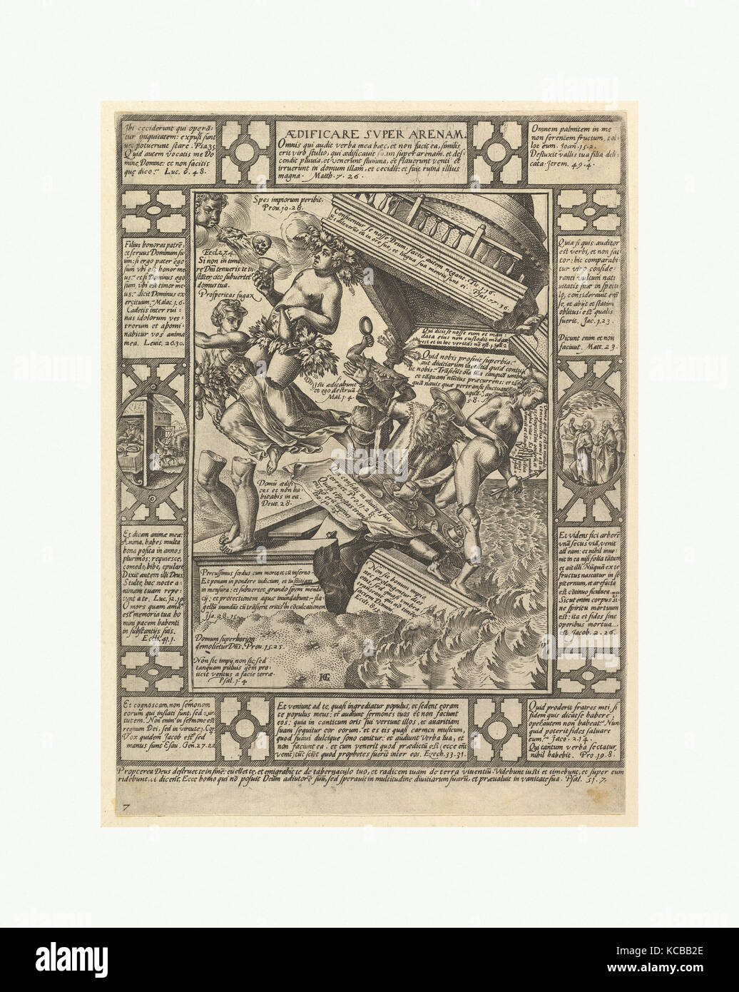 Aedificare Super Arenam, da allegorie della fede cristiana, da Cristiano e profano Allegorie, Hendrick Goltzius, 1575 Foto Stock