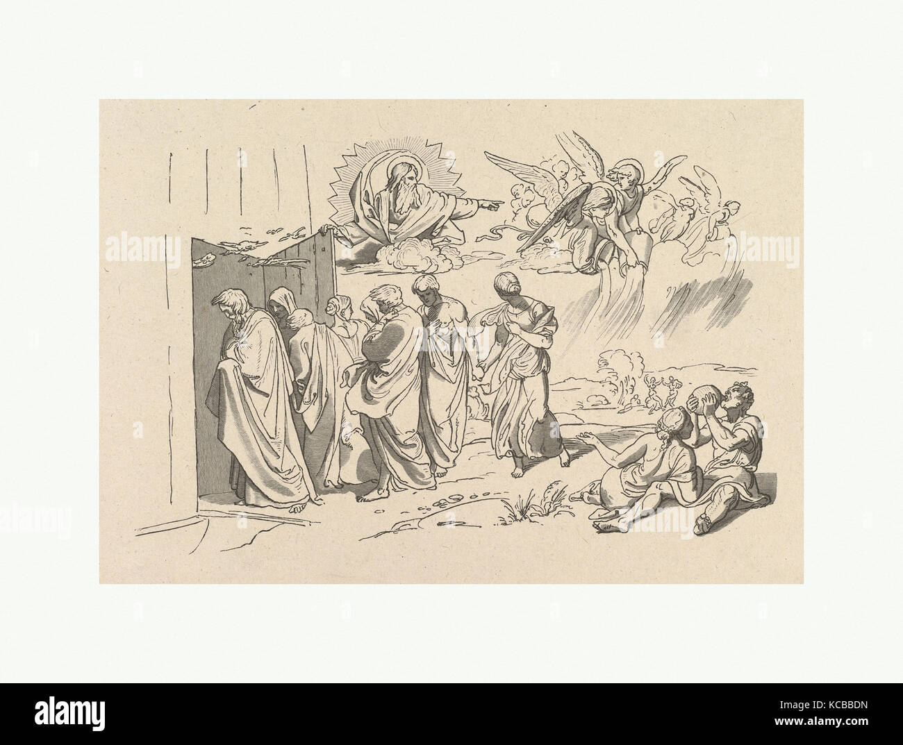 Gli dèi citazione Noè e la sua famiglia nell'arca, Joseph von Führich, 1827 Foto Stock