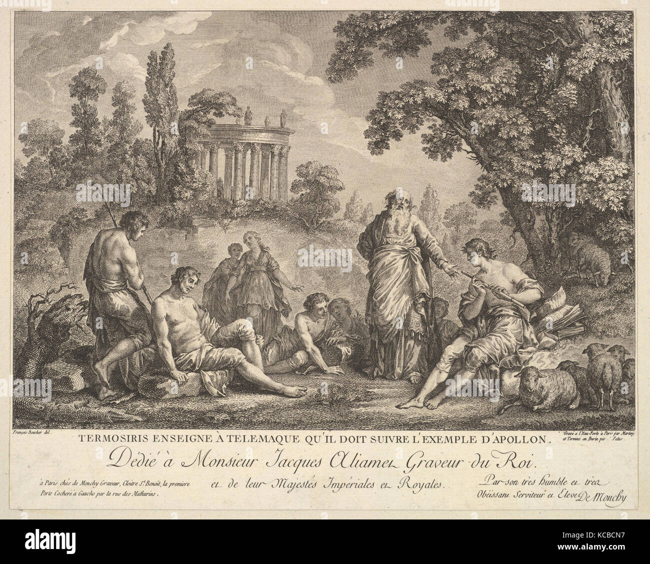 Insegnamento Termosiris Telemaco a seguire l esempio di Apollo, incisa da Pietro Antonio Martini Foto Stock