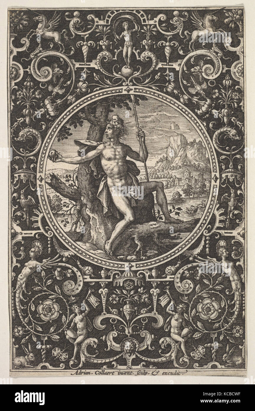 Parigi in una cornice decorativa con grottesche, ca. 1580-1600 Foto Stock