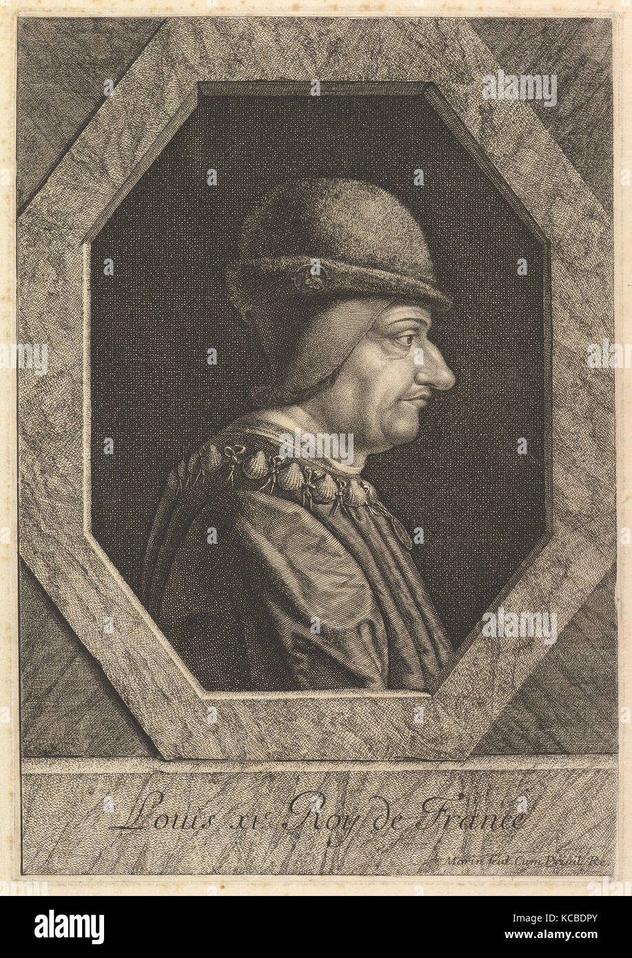 Luigi XI, roi de France, Attacco, secondo stato immagine: 12 x 8 7/16 in. (30,5 x 21,5 cm), stampe, Jean Morin (francese, Parigi Foto Stock