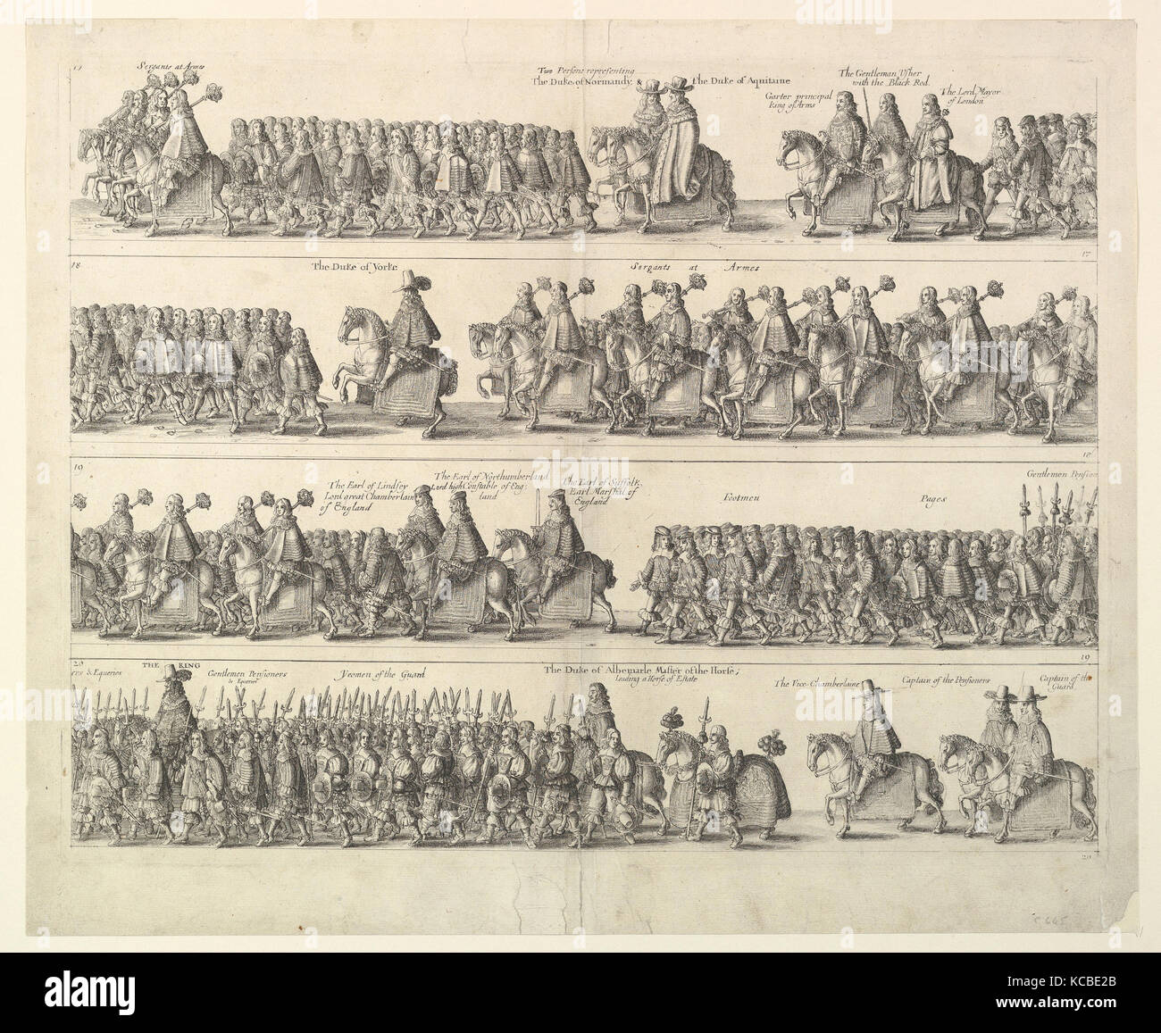 Processione solenne incoronazione di Carlo II a Londra Wenceslaus Hollar, 1662 Foto Stock