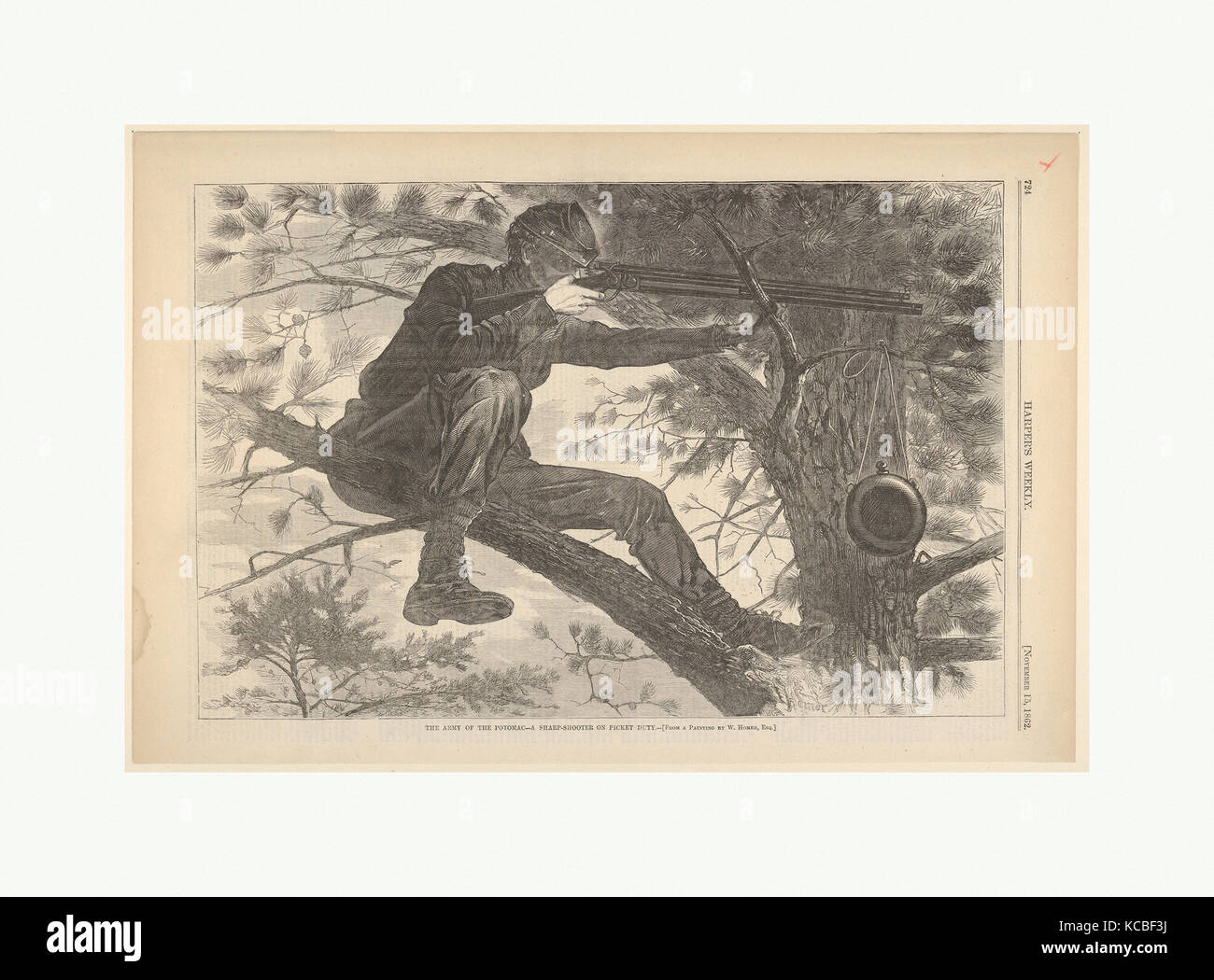 L'esercito del Potomac - Un Sharp-Shooter su Picket Duty - da un dipinto di Winslow Homer, Esq. (Harper's Weekly, Vol. VII Foto Stock