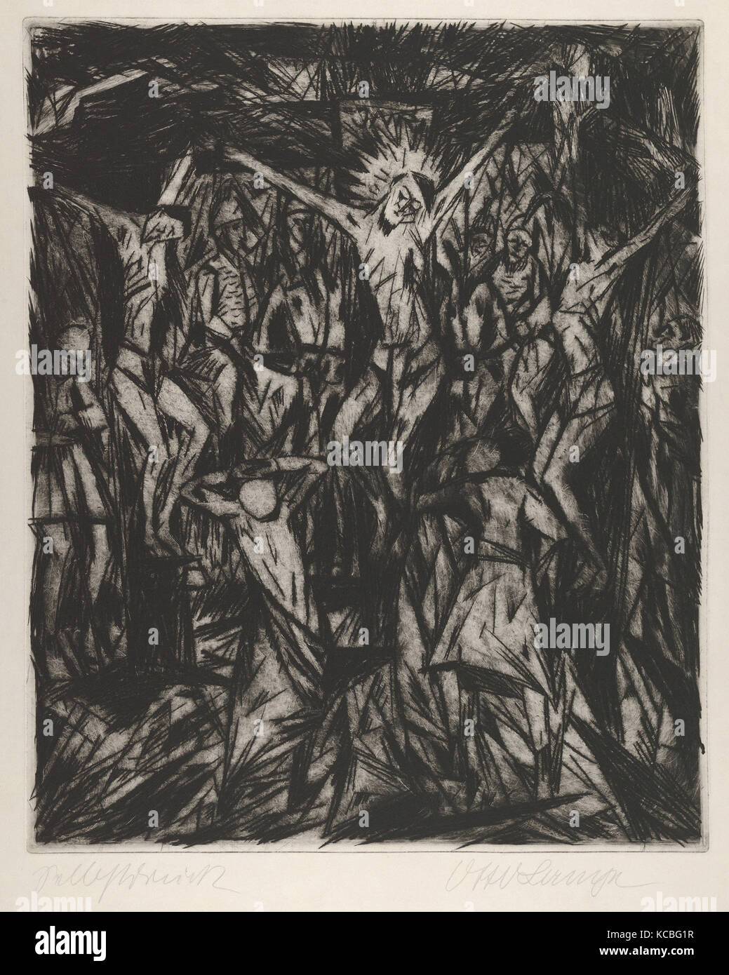 Crocifissione II, 1918, puntasecca, foglio: 26 1/8 × 21 1/8 in. (66,4 × 53,7 cm), stampe, Otto Lange (tedesco, 1879-1944 Dresden Foto Stock