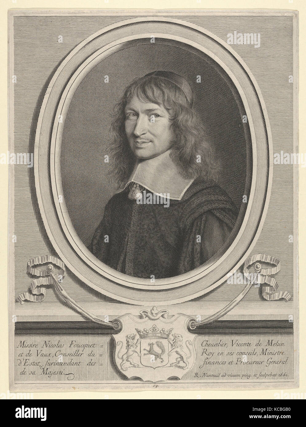 Nicolas Fouquet, 1661, incisione; primo membro di sei (Petitjean & Wickert), foglio: 12 11/16 × 9 13/16 in. (32,3 × 25 cm), stampa Foto Stock
