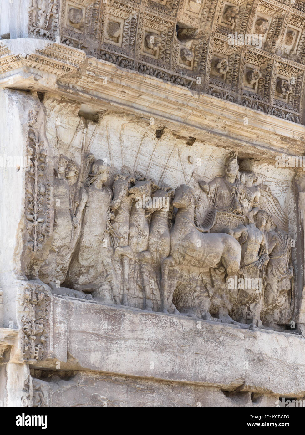 Arco di Tito fregio dettaglio, Roma, Italia Foto Stock