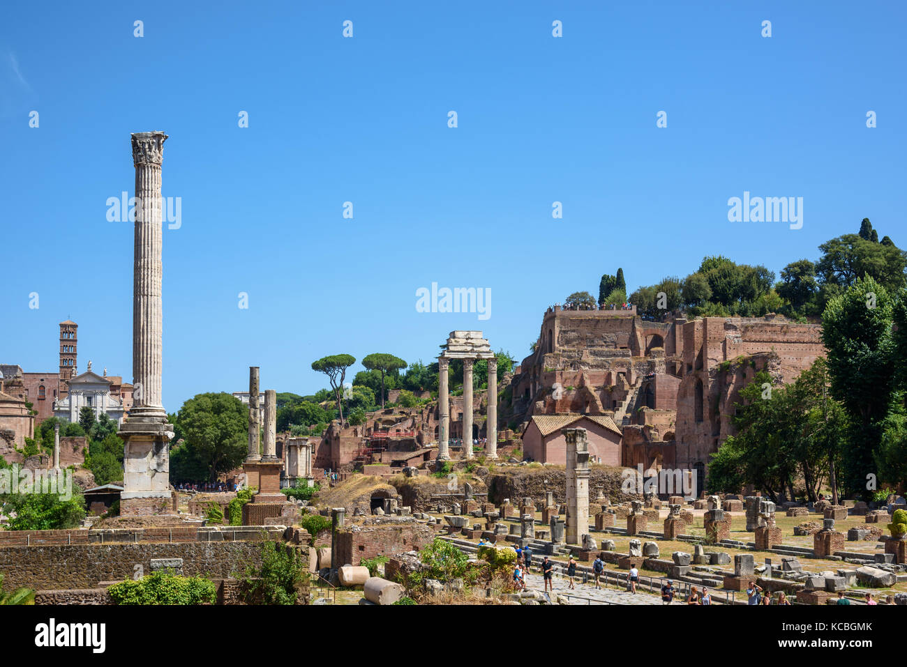 Foro Romano guardando a sud-est di Roma, Italia Foto Stock