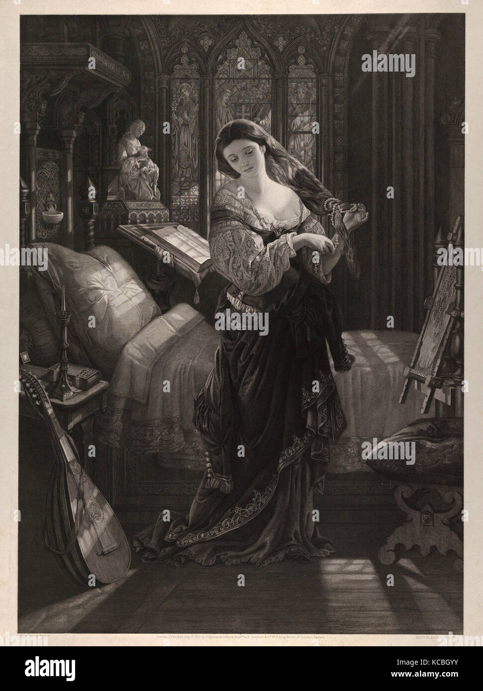 Disegni e Stampe, Stampa, Madeline dopo la preghiera (da John Keats, la vigilia della festa di Sant Agnese, strofa XIX, linee 4-5 Foto Stock