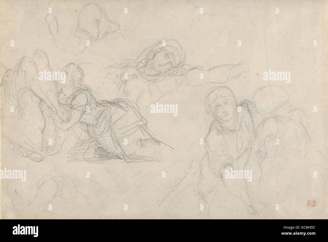 La Vergine Santa e donne, studi per 'Il lamento", Eugène Delacroix, ca. 1843 Foto Stock