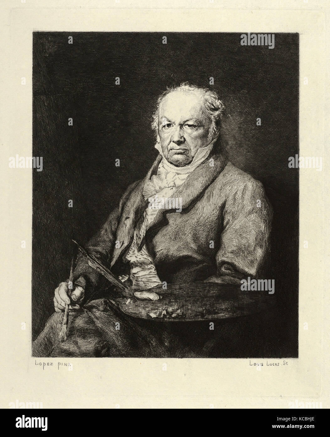 Disegni e stampe, stampa Ritratto di Francisco Goya, artista dopo, Louis Lucas, Vicente López y Portana, Francese Foto Stock