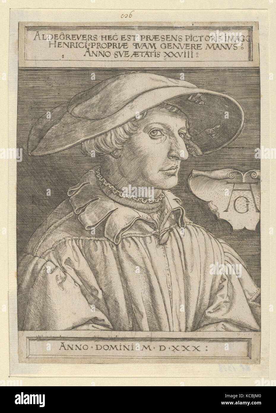 Autoritratto in età di ventotto, Heinrich Aldegrever, 1530 Foto Stock