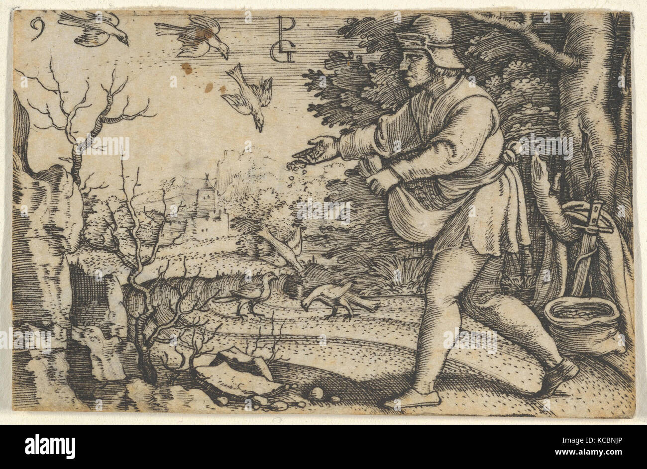 La parabola del seminatore, dalla storia di Cristo, Georg Pencz, 1534-35 Foto Stock