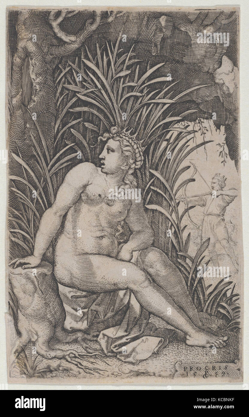 Cefalo e Procris, dal greco eroine, Georg Pencz, 1539 Foto Stock