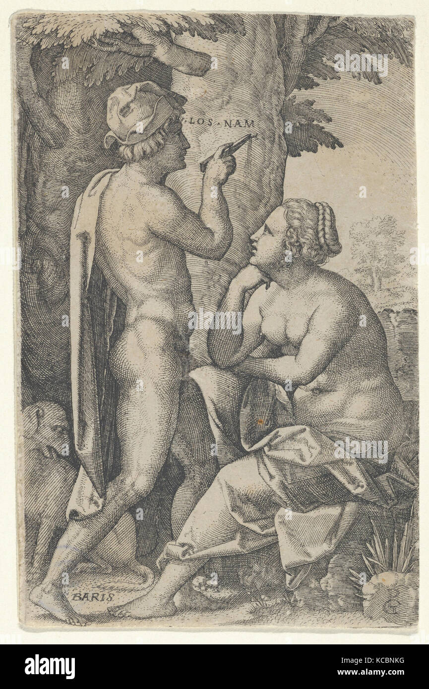 Parigi e Oenone, dal greco eroine, Georg Pencz, 1539 Foto Stock